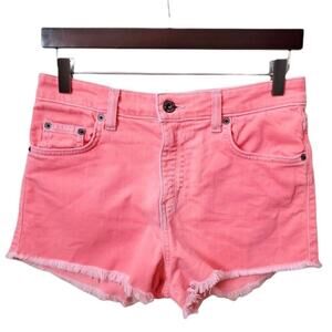 Carmar High Rise Frayed Pink Denim Shorts